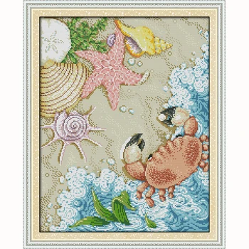 

The beach Needlework,DIY 14CT printed Cross stitch Embroidery 11ct stamped fabric Counted White canvas Cross-Stitching handmade