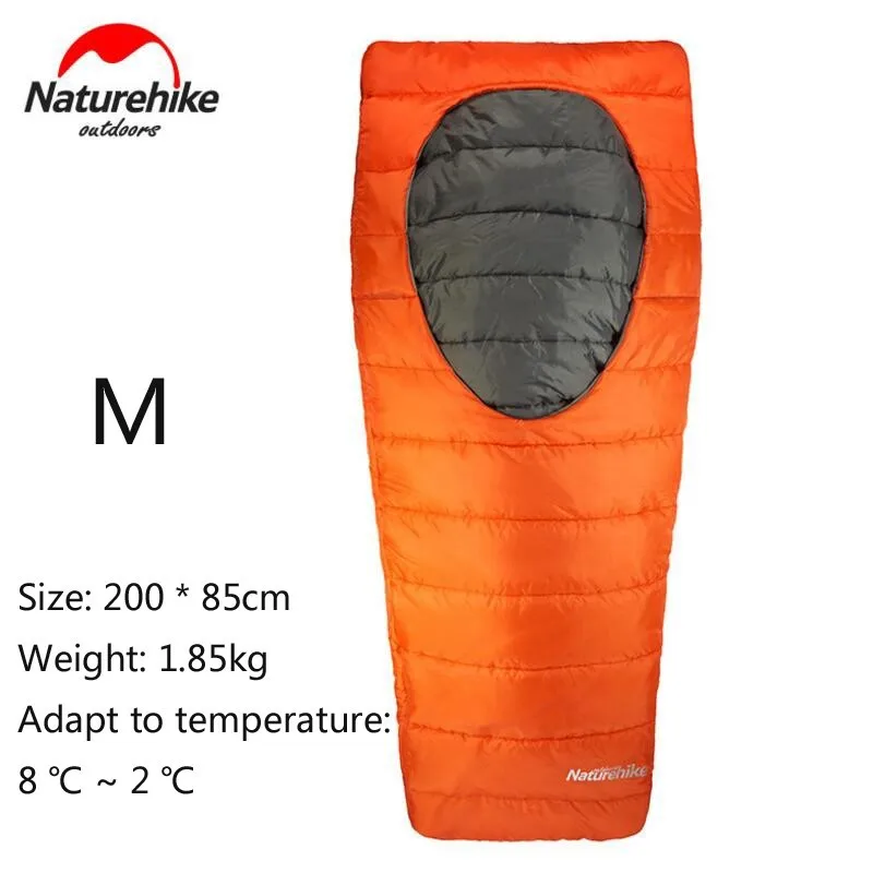 NatureHike зимний 2~ 8 градусов Сверхлегкий Мумия спальный мешок хлопок ленивый мешок с компрессионным мешком для пешего туризма кемпинга путешествия - Цвет: Orange M