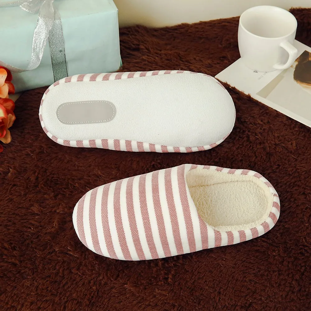 Sleeper#501 NEW Women Men Warm Striped Slipper Indoors Anti-slip Winter House Shoes casual home ladies hot Free Shipping