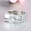 Conjunto de anillo de circón blanco para mujer, sortija de boda de lujo, dos colores, cristal, compromiso ► Foto 3/5