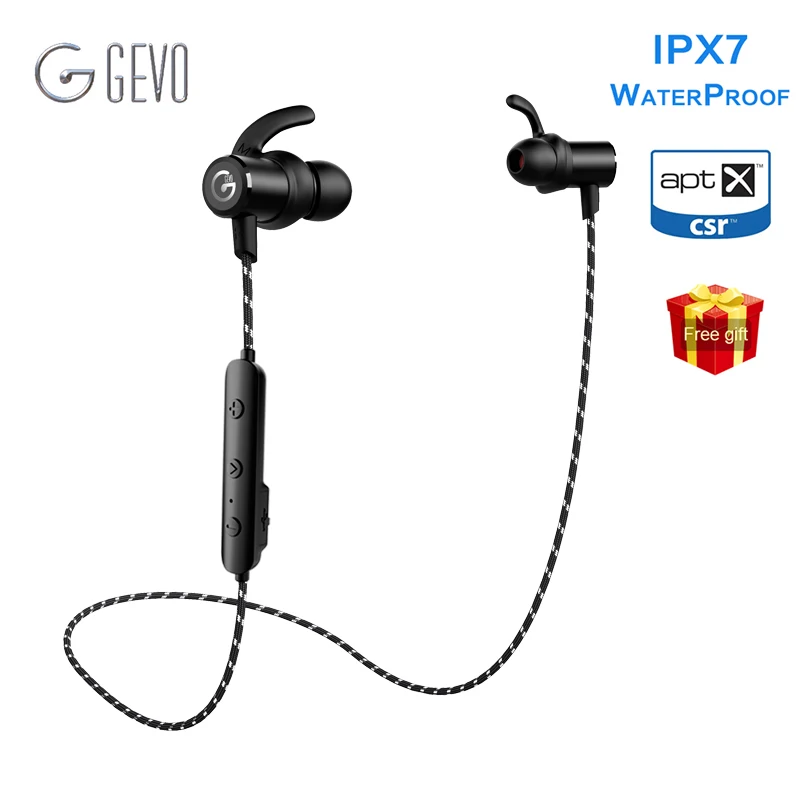 

GEVO GV-18BT Wireless Headphone IPX7 Waterproof Stereo Earbuds With Mic Handsfree Neckband Bluetooth Earphone For Phone Sport