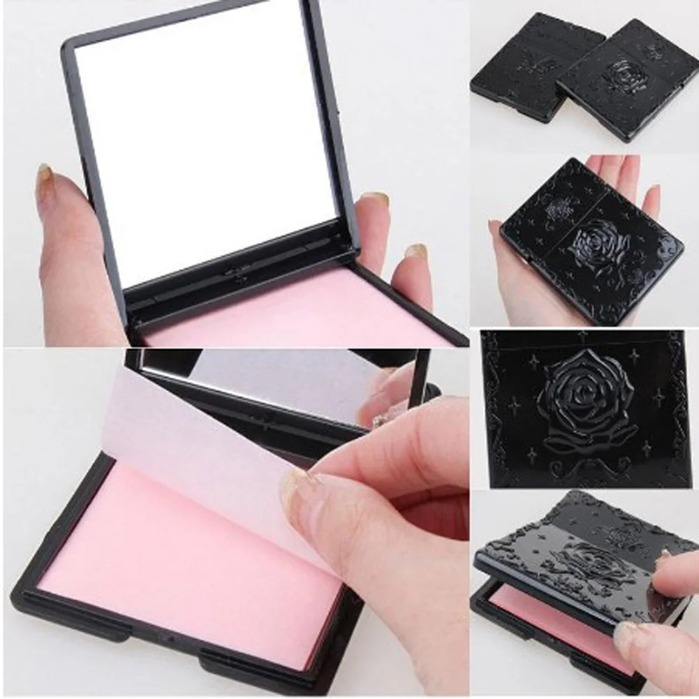 

New Arrival Rose mini pocket makeup mirror cosmetic compact Single sided mirrors Makeup Cleaning Oil Absorbing Face Paper