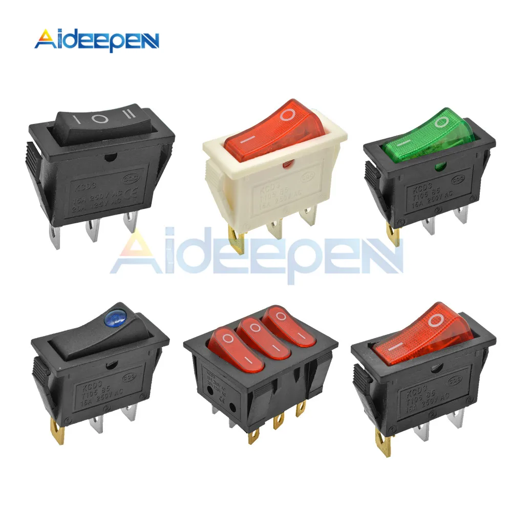 5 шт. KCD3 кулисный переключатель 15A/16A/20A 125 V/250 V ВКЛ-ВЫКЛ-на 2 позиции 3 позиции 2Pin 3Pin электротехнического оборудования Мощность переключатель