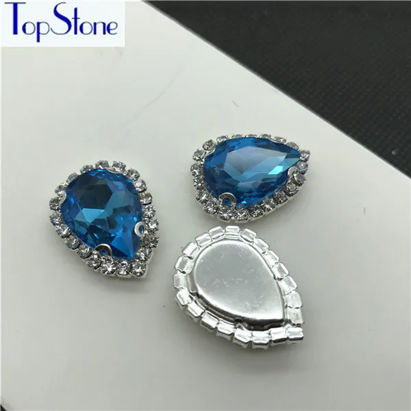 Aquamarine TopStone капля КРИСТАЛЛ D Стразы с фурнитурой Высокое качество пришить СТРАЗА под Камень алмазная металлическая база Пряжка для платья костюм - Цвет: Aquamarine