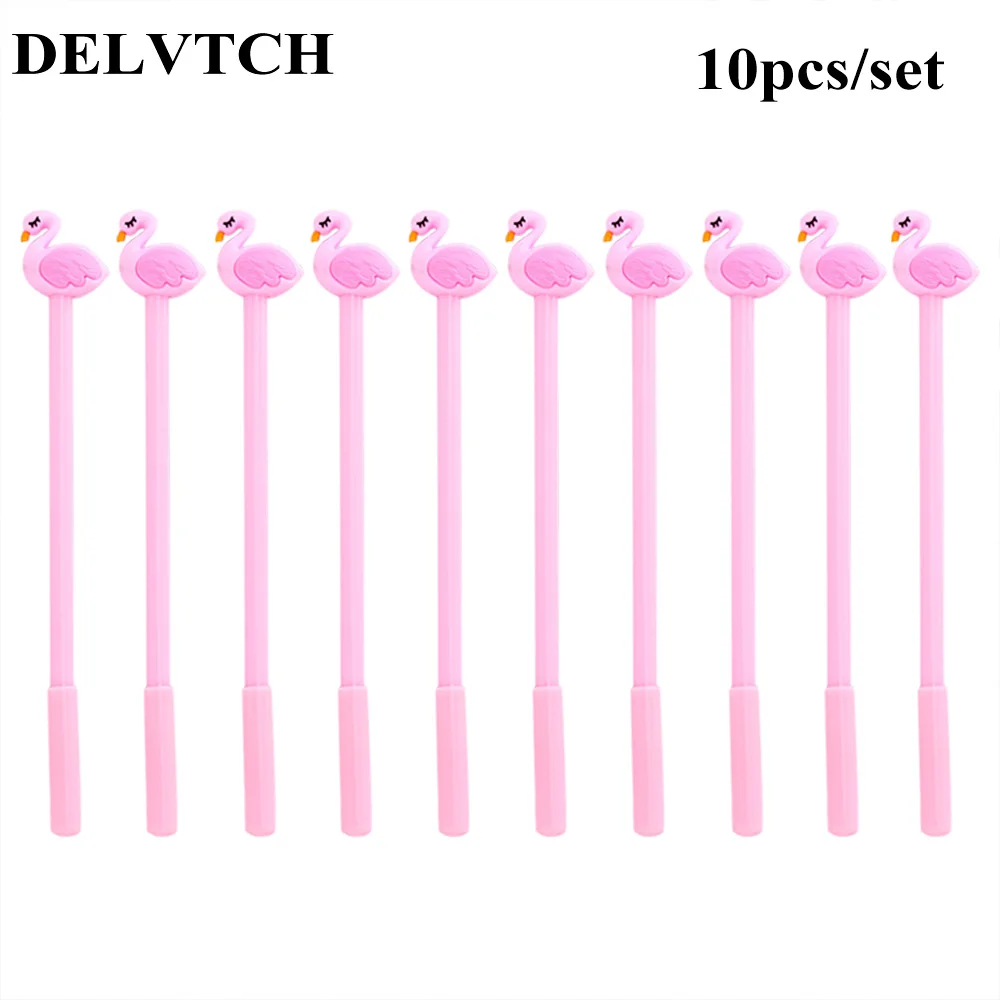 DELVTCH 10 шт./компл. 0,5 мм красивая мультяшная птица черные чернила Подпись гелевая ручка для офиса канцелярские принадлежности для школьников, студентов питания Рождественский подарок - Цвет: Pink