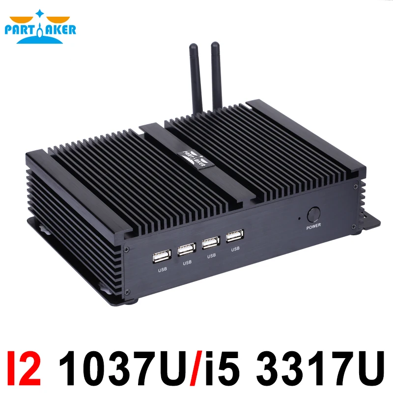 Fanless mini pc industrial computer with USB 3.0 4*COM HDMI Intel Celeron C1037U C1007U Core i5 3317U Windows 10 Linux