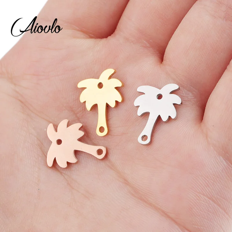 

Aiovlo 5pcs/lot Stainless Steel Coconut Tree Connector Bracelet DIY Findings Components Metal Earring for Jewelry Making