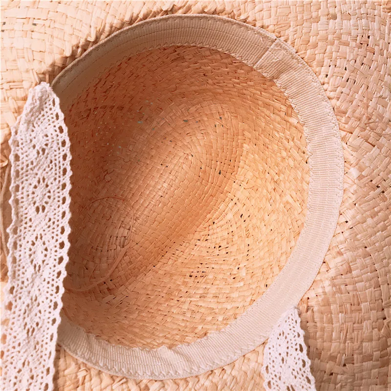 Плетеная пляжная Солнцезащитная шляпа ручной работы Raffia для лета, женская шляпа с широкими полями, Панама, Прямая поставка
