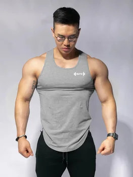 

2019 men vest sports shirt vest leisure solid color men fitness gym workout running jogging vest shirt men beach sports vest
