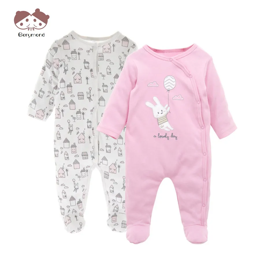 2pcs Lot Infant Pajamas 2018 Newborn Baby Romper Long Sleeve 100 Cotton Brand New Baby Boys