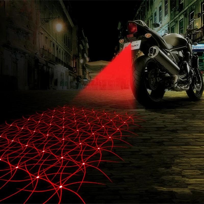 Светодиодный лазерный противотуманный светильник для мотоцикла, для предотвращения столкновений, задний фонарь, автомобильный тормоз, стояночный фонарь, мотоциклетные предупреждающие огни, аксессуары для стайлинга двигателя