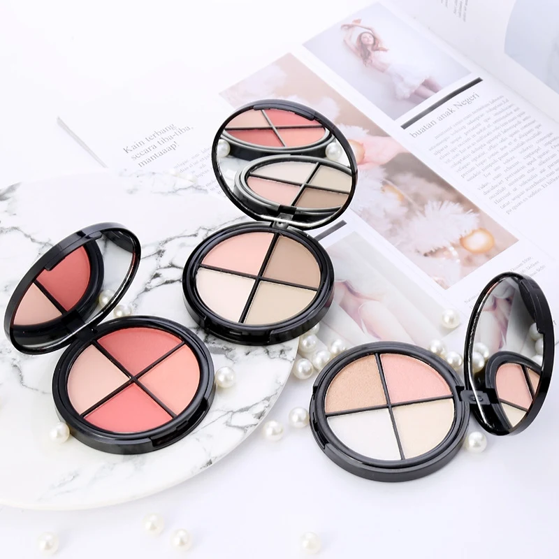 New Light Bright Skin Set Makeup 4 Color Blush Pink Tender Makeup 3-dimensional Repair Capacity Blush Plate Cosmetics Tool Good