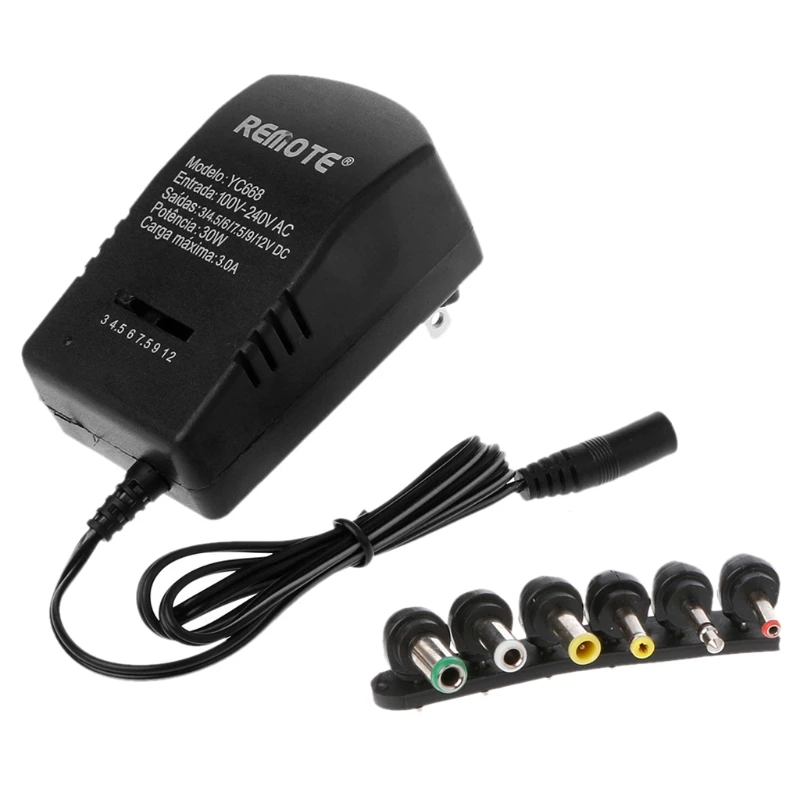 

AC DC Universal Adapter Converter 3 4.5 6 7.5 9 12V US Power Charger 3A 30W