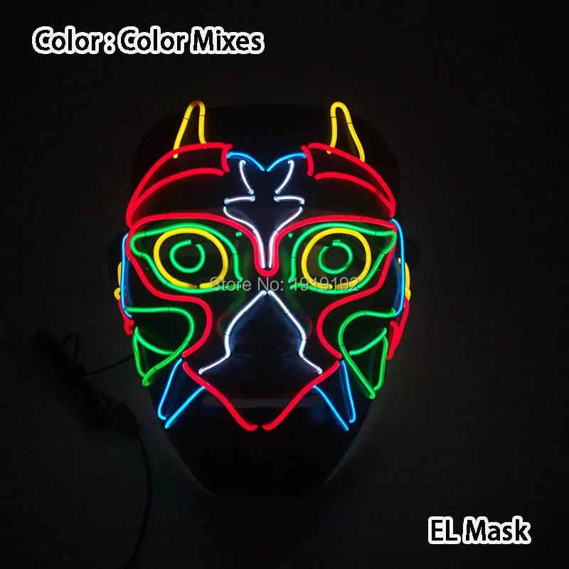 EL wire маска светильник неоновый светодиодный маска для Хэллоуина завтра земля страшный косплей маски для вечеринки от 3V устойчивый на водителя - Цвет: type 26