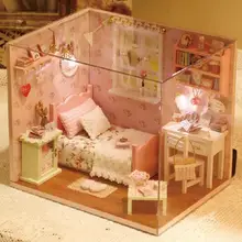 Кукольный дом мебель Diy миниатюрная розовое шерстяное пальто для девочек спальня 3D деревянный Miniaturas здания симпатичный Номер модели H002