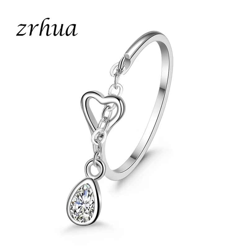 ZRHUA Female Elegant Heart Finger Ring Vintage Silver 925 Engagement Rings For Women Fashion Wedding Jewelry Best Gifts | Украшения и