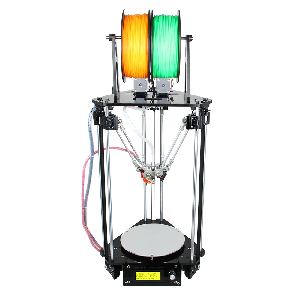 Free Shipping !! Newest Auto-leveling Dual Extruder 3D Printer DIY kit Delta Rostock mini G2s  LCD 2004