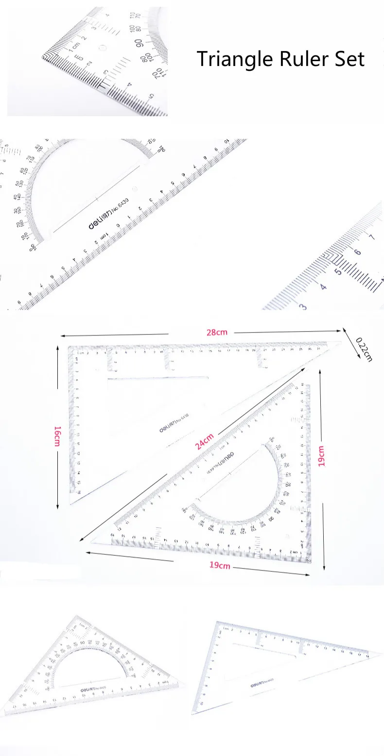 Балык 2 шт./компл. чертеж линейки измерения Геометрия треугольная линейка Straightedge транспортиры линейки инженерный чертёж прозрачный