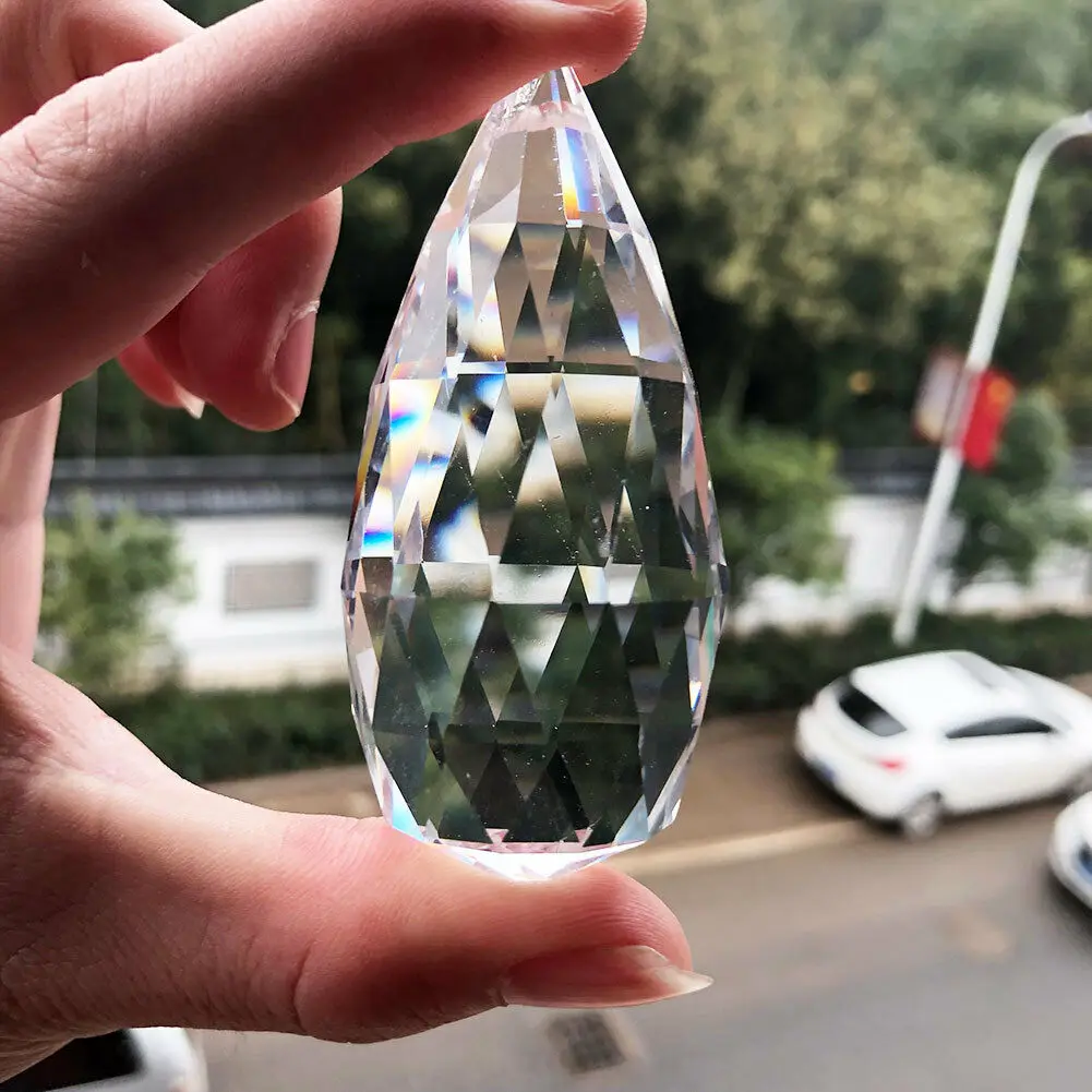 

75MM 3D Corn Crystal Glass Prisms Pendant Chandelier Part Window Decor SUNCATCHER Hanging Ornament