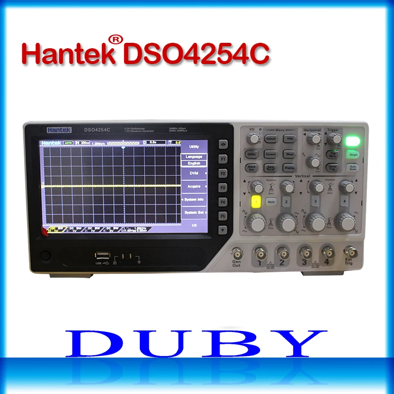 

Hantek DSO4254C 4CH 1GS/s sample rate 250MHz bandwidth Digital Storage Oscilloscope Portable Integrated USB Host/Device