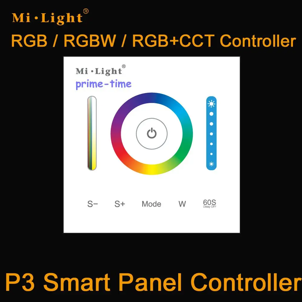 

Mi-light P3 Smart Panel led controller;DC12-24V input;5A*5CH output;compatible with RGB RGBW and RGB+CCT led strip