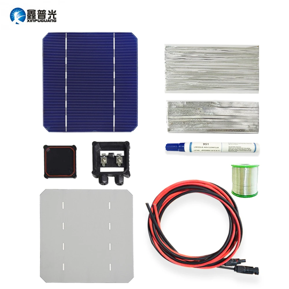 

XINGPUGUANG 100W 18V DIY Solar Panel Kits With 125*125mm Normal Monocrystalline Solar Cell Use Flux Pen+Tab Wire+Bus+Connect