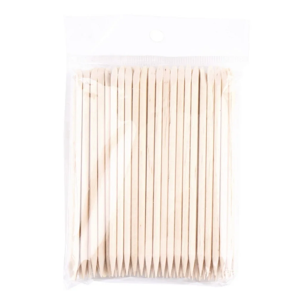 

100Pcs Orange Wood Sticks Nail Art Care Salon Cuticle Pusher Remover Manicure Tool Double Sided Stick