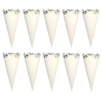 

50pcs Spray cross Lace Paper Wedding Confetti Cones Petal Candy Holder Party Favors Craft Wedding Party Supplies Decoration