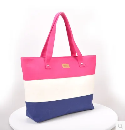 2019 New Canvas Simple Color Stripe Women's Bag Handbag Shoulder Bag Mummy Bag Student Bag Large Bag