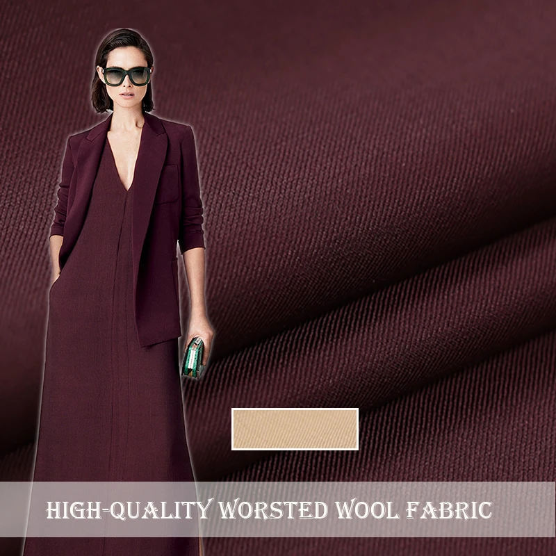 

High-end custom High Counts Worsted Wool Fabric For Women Suit,Width 140cm Solid Color Blending Fashion cloth For DIY Sewing NEW