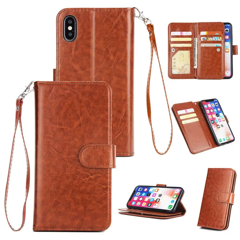 Коричневый Чехол-бумажник KISSCASE для iPhone XS MAX XR 5s SE 6 6 S 7 8 Plus, роскошный флип-чехол из искусственной кожи, кошелек для iPhone 7 8 Plus, Fundas - Цвет: Коричневый