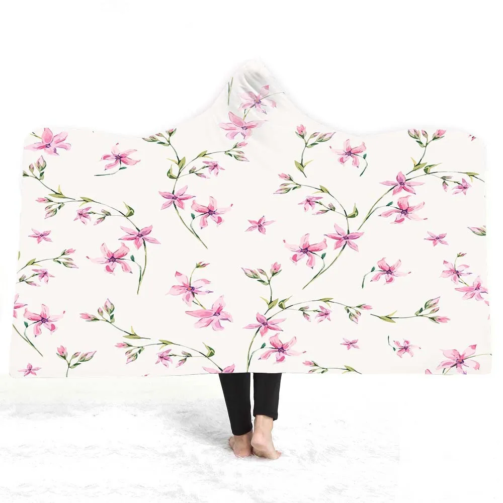 Фламинго с капюшоном одеяло для взрослых детей 3D плюшевый, с принтом мягкое Флисовое одеяло Портативный теплое покрывало Одеяло для домашнего путешествия пикника - Цвет: color7