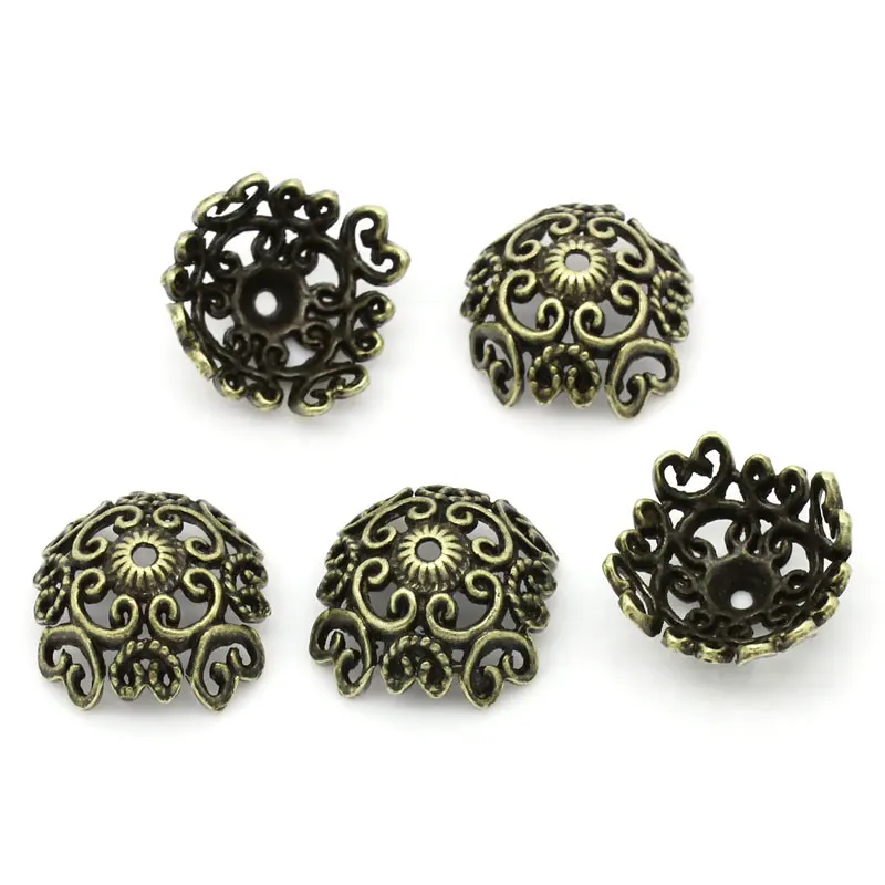 DoreenBeads цинковые бусины из металлического сплава крышки цветок античная бронза
