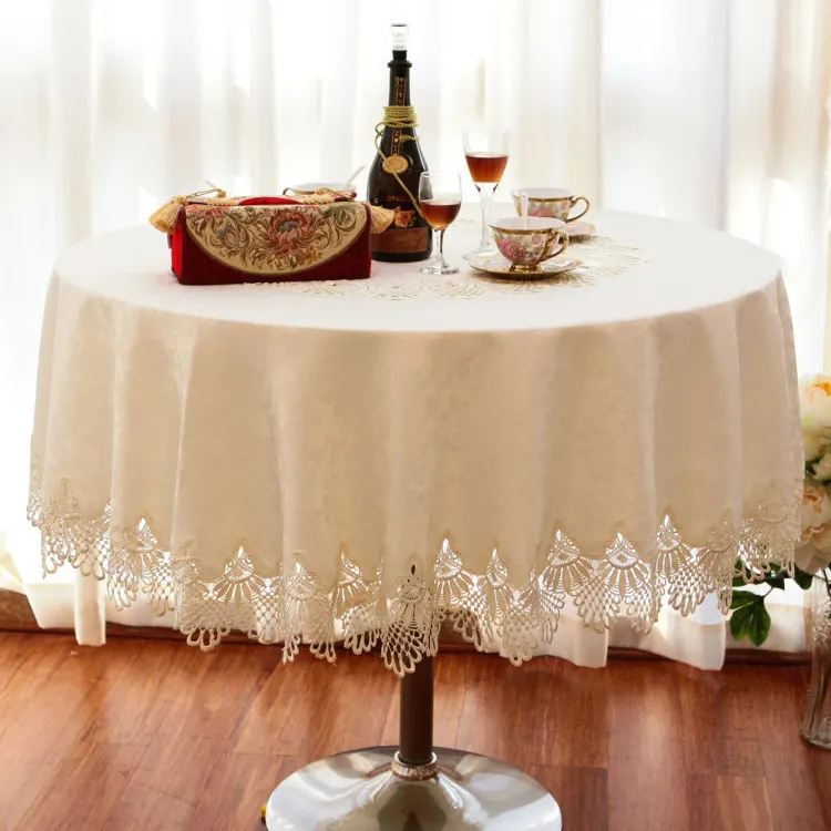 ZHUO MO Luxury European Lace Round Table Cloth for Kitchen Coffee house living room Wedding Decor Home Decor Tablecloth