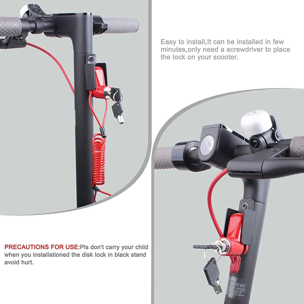 Велосипедный замок тормозной диск безопасный велосипедный замок стальной провод для Xiaomi Mijia M365 скутер мотоцикл велосипед колеса с веревкой напоминание