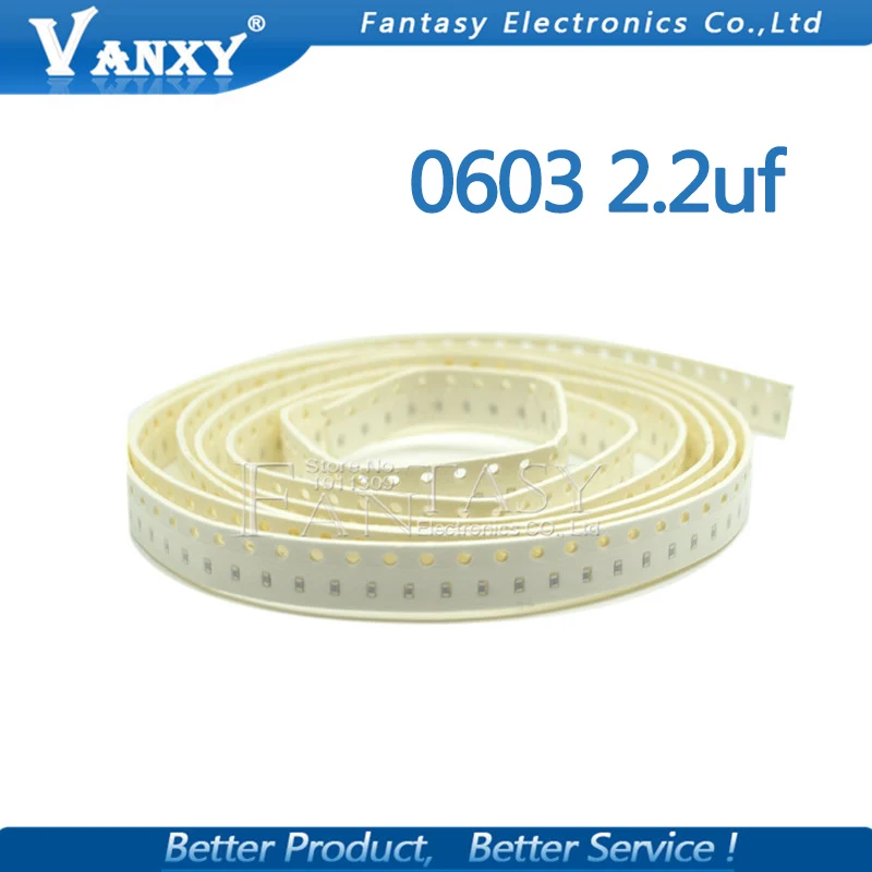 

100pcs 2.2uF X5R Error 10% 16V 0603 225 SMD Thick Film Chip Multilayer Ceramic Capacitor