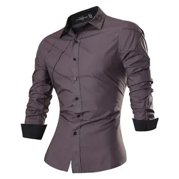 

Jeansian Men's Fashion Dress Casual Shirts Button Down Long Sleeve Slim Fit Designer 2028 Gray2