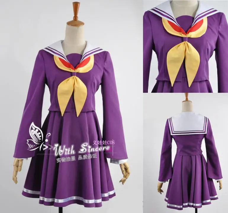NO GAME NO LIFE Shiro School Uniforms Cosplay Costume Dress Set Free shipping6