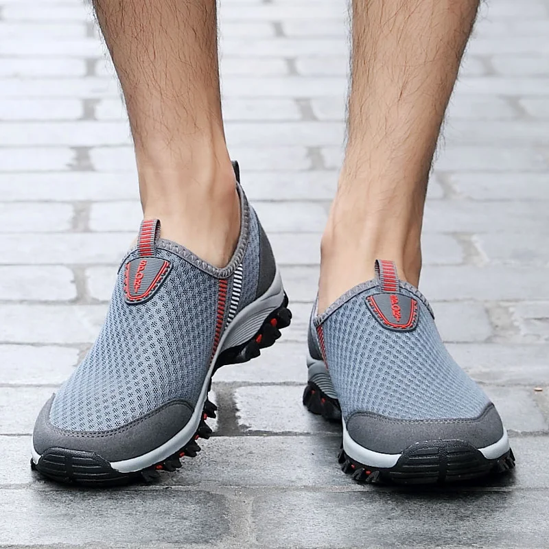 

TKN 2019 Men's Outdoor Hiking Shoes Breathable Mesh Quick Drying Slip-On Outdoor Sneakers Man Mountain Shoes Trekking Trail 631