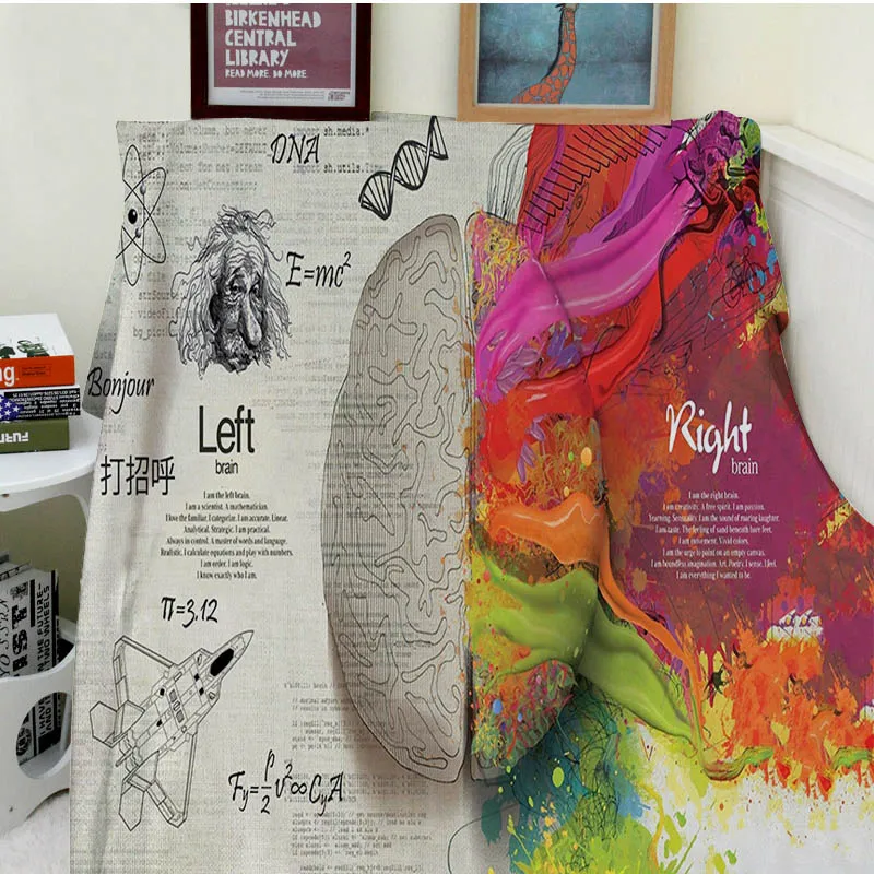 

Blankets Comfort Warmth Soft Cozy Air conditioning Easy Care Machine Wash Artwork Left and Right Brain Functions