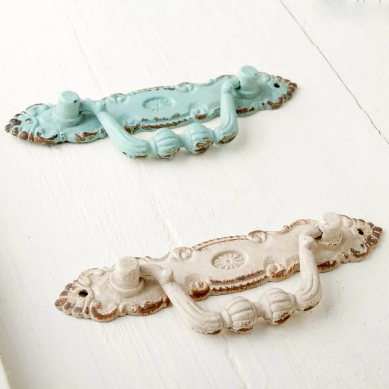 

American Antique Double Hole Handle European Pastoral Hanging Ring Mediterranean Retro Furniture Cabinet Drawer Handle