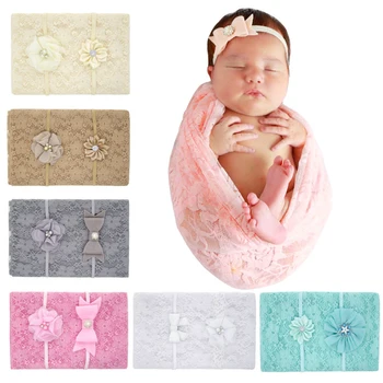 

Newborn Photography Props Wraps-Baby Blanket Infant Lace Posing Swaddle Cover Stretch Wrap