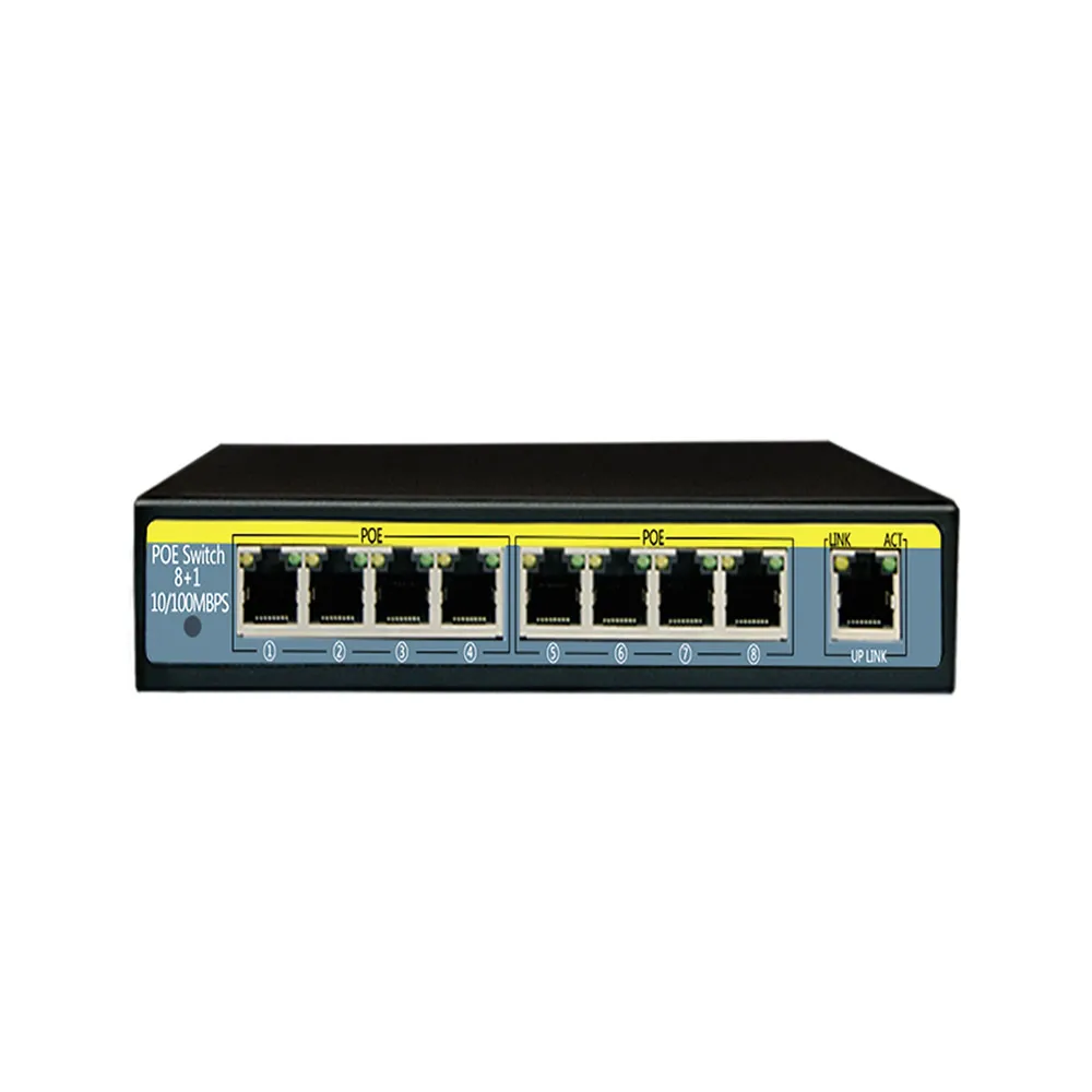 

YiiSPO 10/100Mbps POE switch 8+1port 9ports standard POE swtich 96W IEEE802.3AT/IEEE802.3AF include power adapter