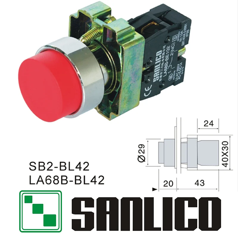 

metal projecting push button switch SB2(LA68B XB2)-BL42 momentary spring return