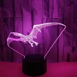 Летающий Динозавр Дракон 3D лампа USB светодиодный лампы удивительный животных Птерозавр Крыло стола ночник детский подарок на день