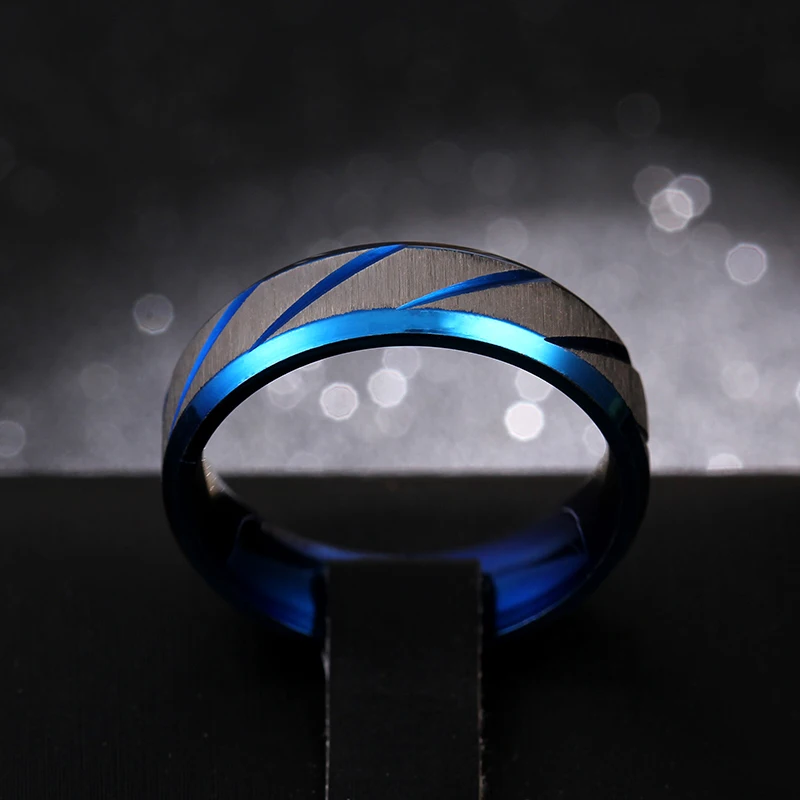 6mm Blue Twill Ring Titanium Brushed Ring for Men and Women Personalized Customize Engraved wedding rings signet ring round rings cross rings silver ring womens ring fidget rings couple rings cubic zircon ring turkish rings finger rings jewelry rings ring jewelry anime rings moissanite ring survival ring