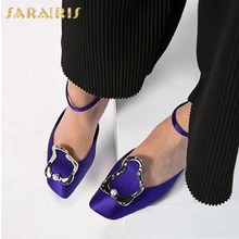 SARAIRIS/Модная шикарная женская обувь на плоской подошве с шелковыми пряжками; классическая женская элегантная офисная обувь для зрелых женщин
