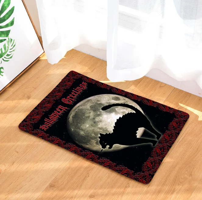 

Halloween Pumpkin Witch Moon Doormat Bath Kitchen Carpet Decorative Anti-Slip Mat Room Car Floor Bar Rugs Door Home Decor Gift