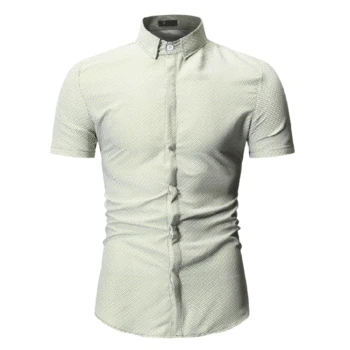

2019 Brand New Printed Plaid Polka Dot Men Shirt Short Sleeve Casual Shirts For Men Slim Fit Male Dress Shirts Camisas Masculina