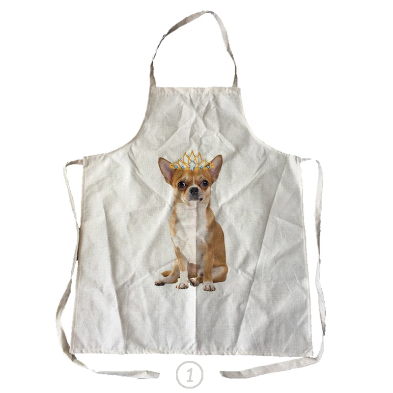 

1pcs 76*58cm Women Restaurant Home Kitchen apron cute dog and cat Printed Pocket Lace Cooking Cotton Apron
